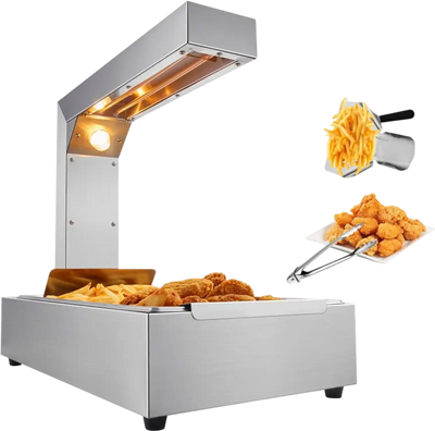 Vevor French Fry Warmer Commercial Stainless Steel Food Heating Lamp 750W Countertop New