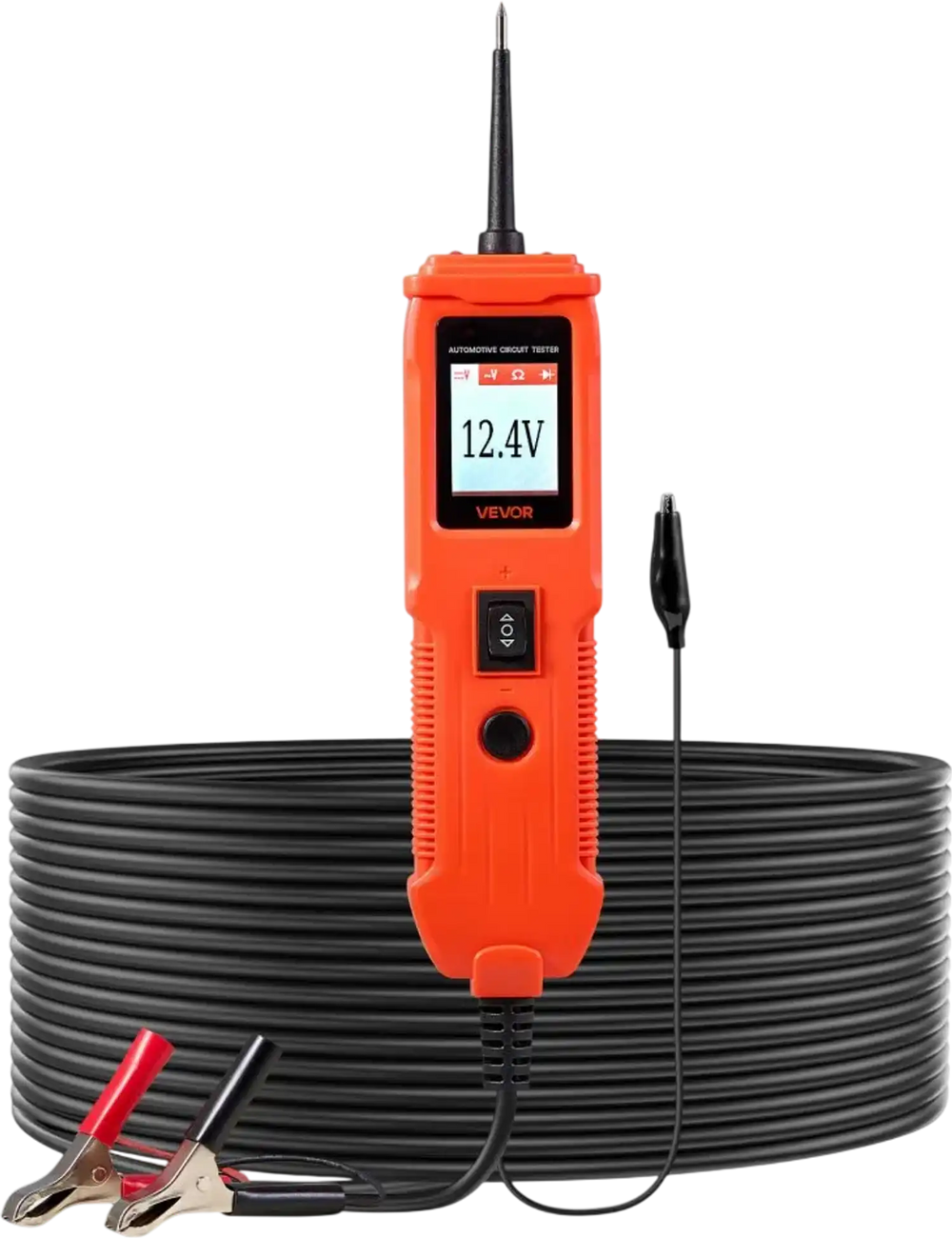 VEVOR Automotive Circuit Tester, 8 - 35 DCV Power Circuit Probe Tester with TFT Color Display and Lighting, Automotive Power Tester Probe with 13 ft / 4 m Cable, ABS Shell Electrical Detector Finder