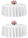 VEVOR White Round Tablecloths 2 Pack, 120 Inches in Diameter, Stain- & Wrinkle- Resistant, Machine Washable Table Clothes, Polyester Fabric Table Covers for Wedding, Party, Banquet, Formal Events