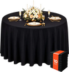 VEVOR Round Tablecloths, 132 in, 10 Pack Black, Polyester Fabric Covers, for Party Wedding Banquet Festival, Washable, Reusable Table Cloth with Neat Hems, Smooth Fabric, Even Drape