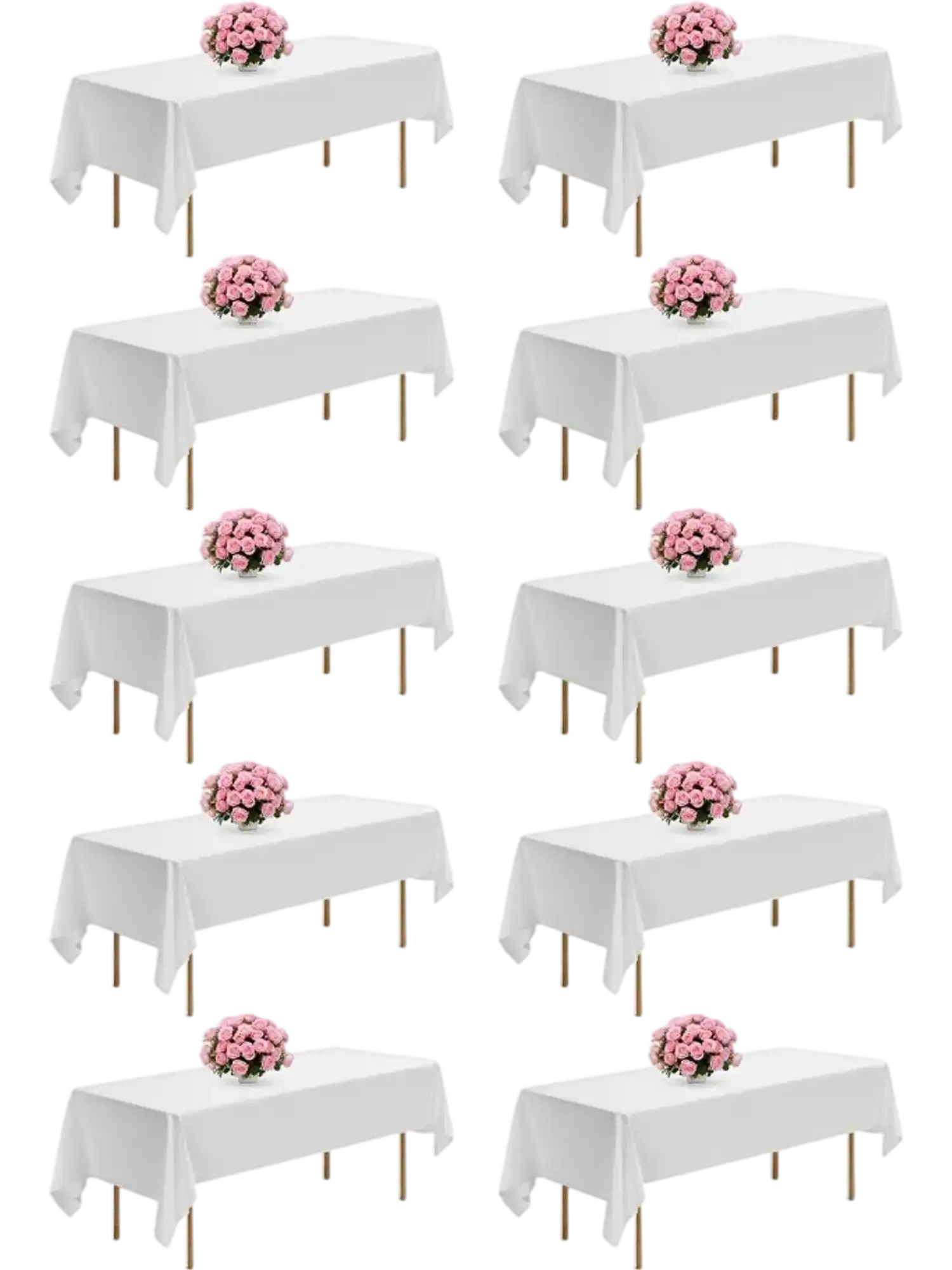 Vevor Tablecloth White Polyester 10-Pack 60 x 102