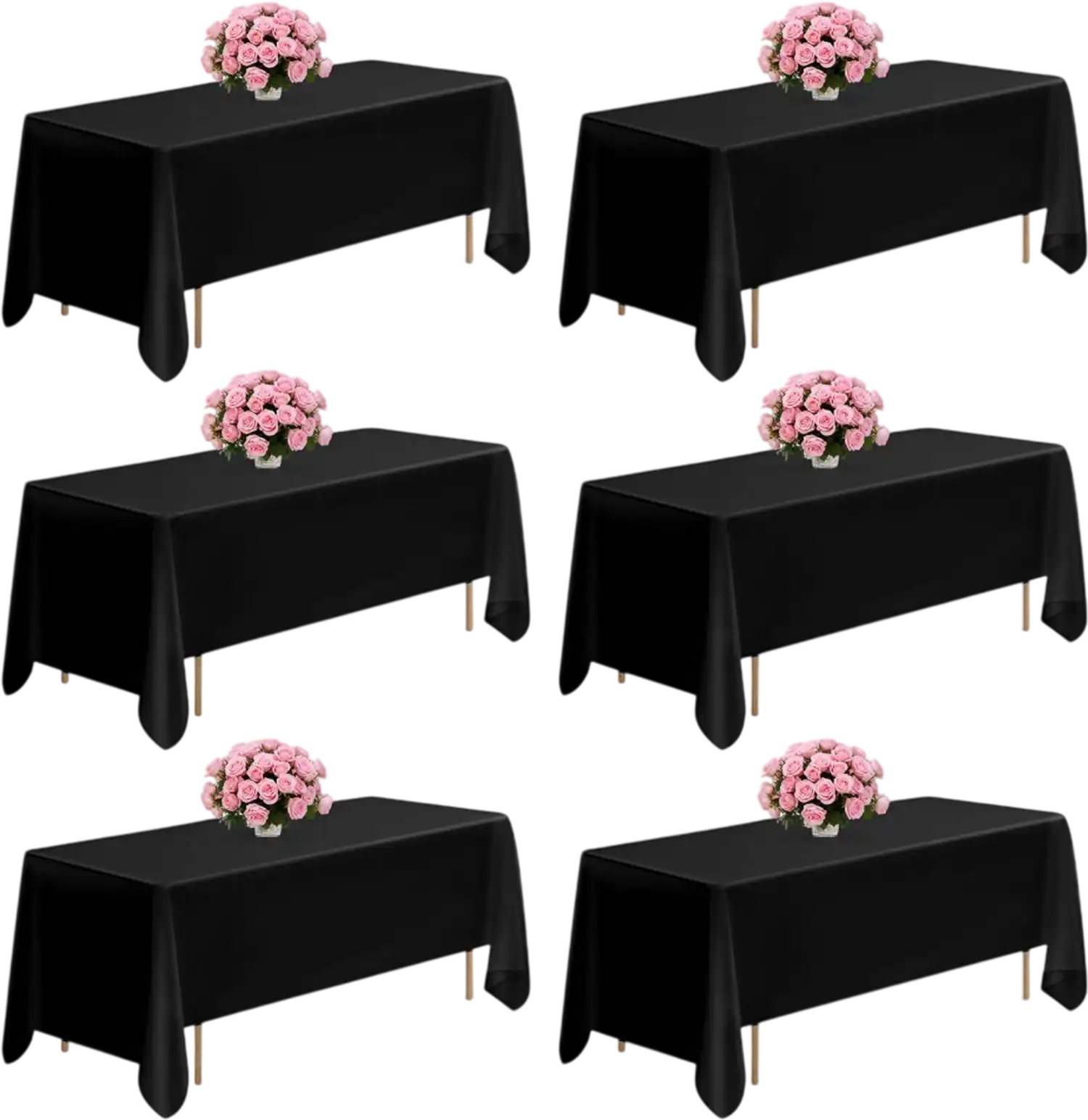 Vevor Tablecloths Black Rectangle 6 Pack 70