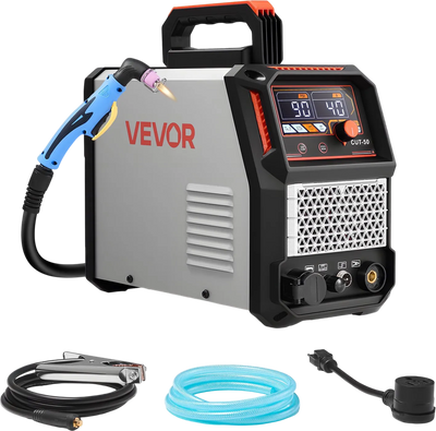 VEVOR Plasma Cutter, 50A Non-Touch Pilot Arc Plasma Cutting Machine, 110V/220V Dual Voltage Digital Display IGBT Inverter - with 2T/4T Function & Adjustable PA/PT Time for Home Repairs, Workshops