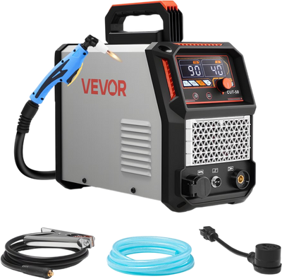VEVOR Plasma Cutter, 50A Plasma Cutting Machine, 110V/220V Dual Voltage Digital Display IGBT Inverter - with 2T/4T Function & Adjustable PA/PT Time for Home Repairs, Workshops