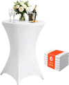 VEVOR Cocktail Tablecloth, 32 x 43 in, 6 Pack, White Stretch Spandex Covers, for Party Wedding Cocktail Banquet Festival, Washable, Reusable, High Top, Tight, Fitted Table Cloth with 4 Foot Pockets