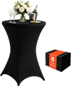 VEVOR Cocktail Tablecloth, 32 x 43 in, 6 Pack, Black Stretch Spandex Covers, for Party Wedding Cocktail Banquet Festival, Washable, Reusable, High Top, Tight, Fitted Table Cloth with 4 Foot Pockets
