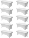 VEVOR 10 Pack Table Cloth for 6FT Rectangular Fitted Events, Wrinkle-Resistant Stretch White Table Covers, Washable Spandex Tablecloth Protector, for Party, Wedding, Cocktail, Banquet, Festival