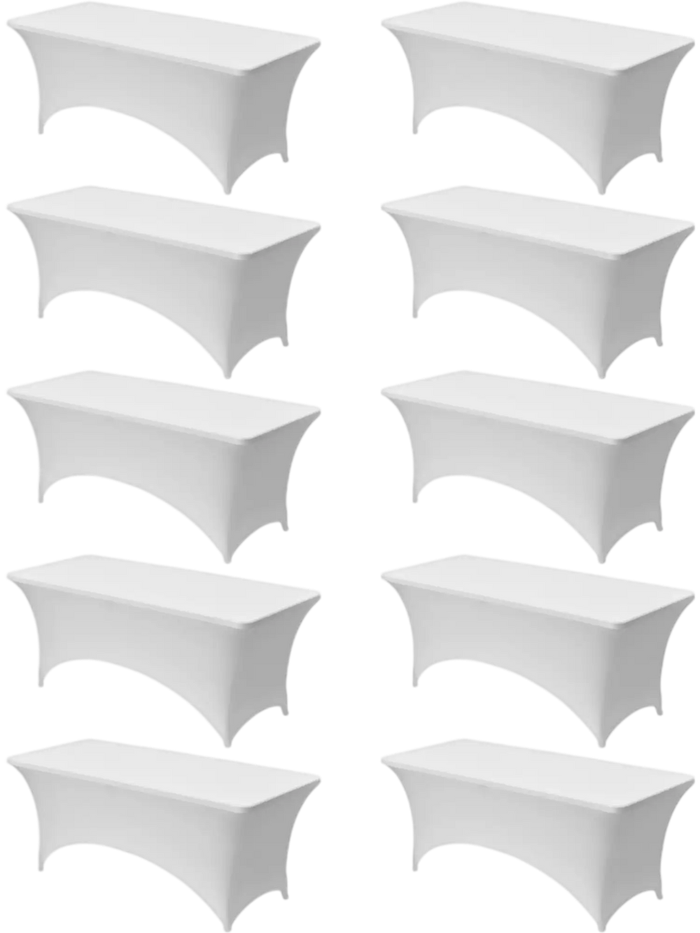 VEVOR 10 Pack Table Cloth for 6FT Rectangular Fitted Events, Wrinkle-Resistant Stretch White Table Covers, Washable Spandex Tablecloth Protector, for Party, Wedding, Cocktail, Banquet, Festival