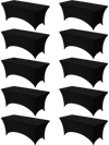 VEVOR 10 Pack Table Cloth for 6FT Rectangular Fitted Events, Wrinkle-Resistant Stretch Black Table Covers, Washable Spandex Tablecloth Protector, for Party, Wedding, Cocktail, Banquet, Festival