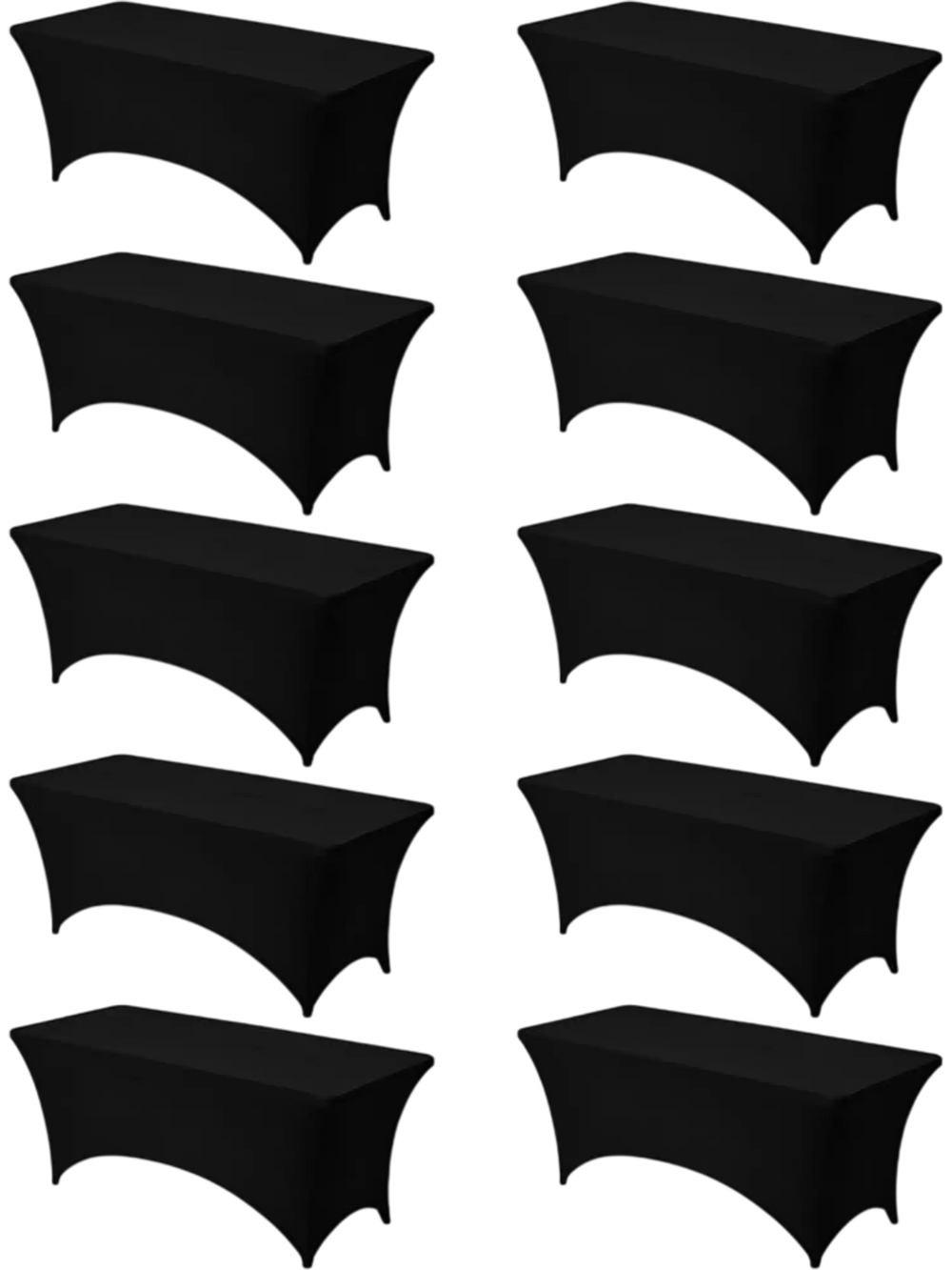 VEVOR 10 Pack Table Cloth for 6FT Rectangular Fitted Events, Wrinkle-Resistant Stretch Black Table Covers, Washable Spandex Tablecloth Protector, for Party, Wedding, Cocktail, Banquet, Festival