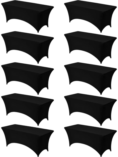 Vevor Tablecloth Black Stretch Covers for 6' Rectangular Tables 10-Pack New
