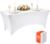 VEVOR Rectangular Spandex Tablecloths, 6 ft 12 Pack, White Polyester Covers, for Party Wedding Banquet Festival, Tight, Fitted Table Cloth, Washable, Reusable, Wrinkle Resistant Table Cover