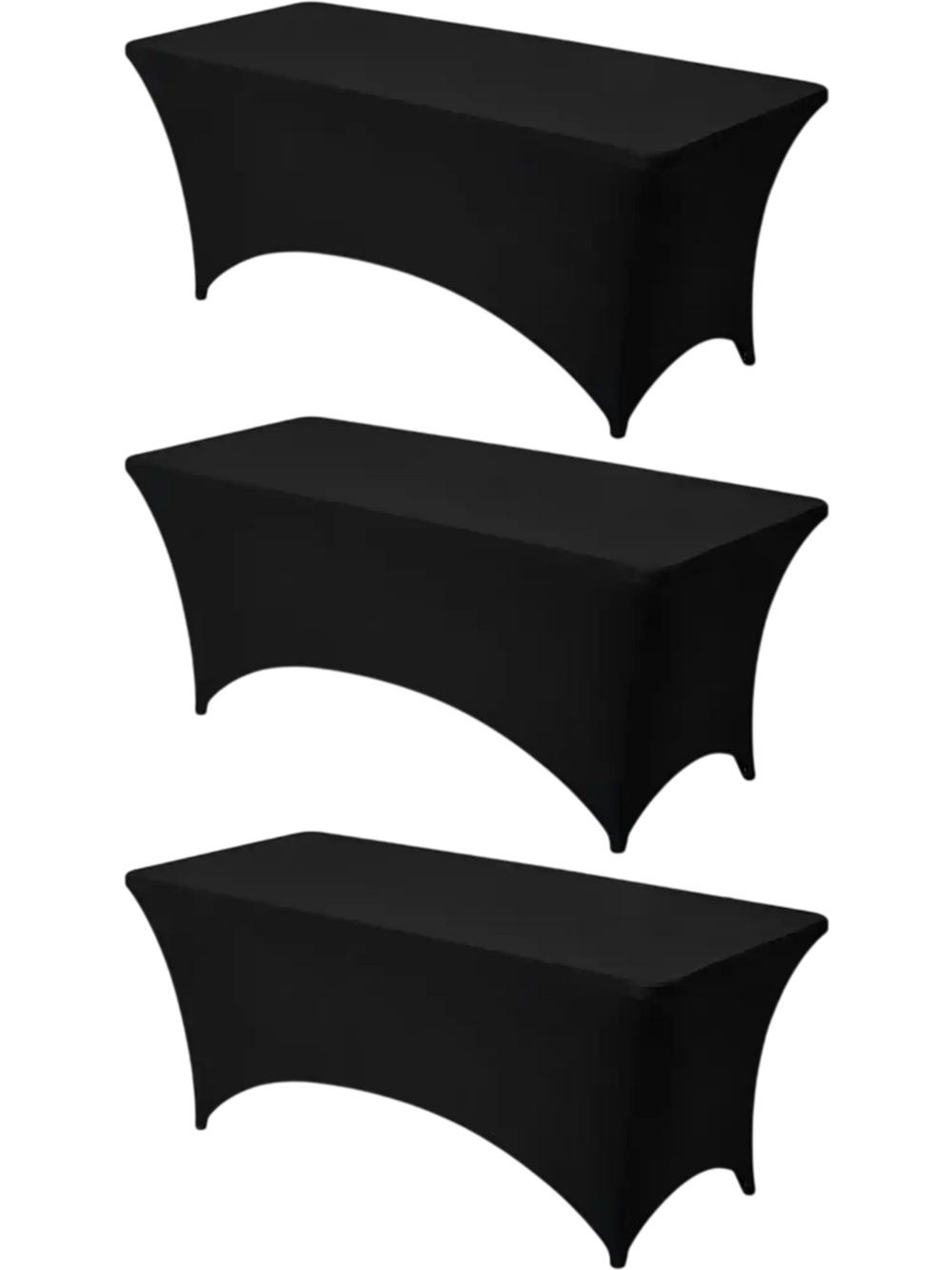 VEVOR 3 Pack Table Cloth for 6FT Rectangular Fitted Events, Wrinkle-Resistant Stretch Black Table Covers, Washable Spandex Tablecloth Protector, for Party, Wedding, Cocktail, Banquet, Festival