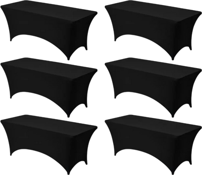Vevor Tablecloth 6-Pack 6' Rectangular Black Fitted Spandex Event Covers New