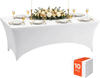 VEVOR Rectangular Spandex Tablecloths, 8 ft 10 Pack, White Polyester Covers, for Party Wedding Banquet Festival, Tight, Fitted Table Cloth, Washable, Reusable, Wrinkle Resistant Table Cover