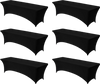 VEVOR 6 Pack Table Cloth for 8FT Rectangular Fitted Events, Wrinkle-Resistant Stretch Black Table Covers, Washable Spandex Tablecloth Protector, for Party, Wedding, Cocktail, Banquet, Festival
