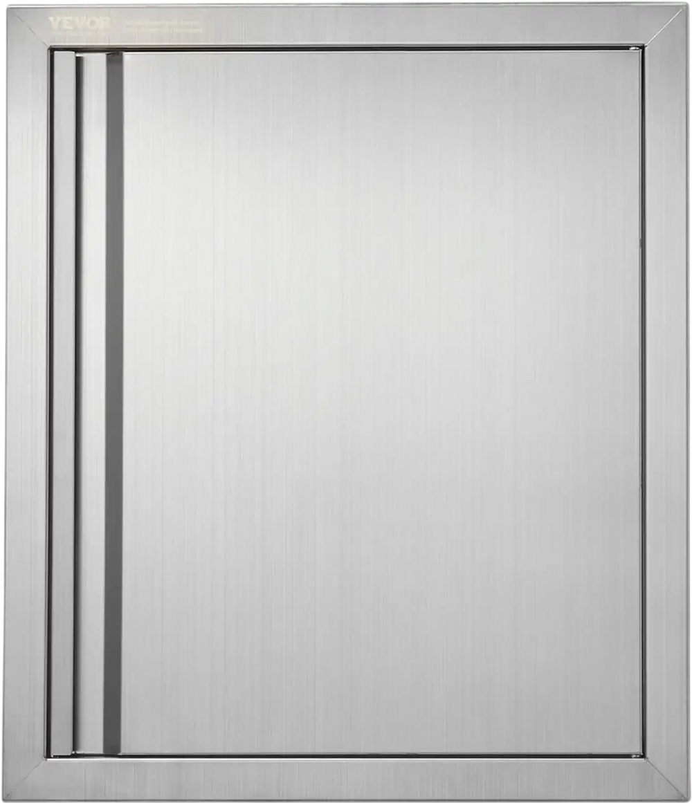 VEVOR BBQ Access Door, 18W x 21H Inch Single Outdoor Kitchen Door, Stainless Steel Flush Mount Door, Wall Vertical Door with Recessed Handle, for BBQ Island, Grilling Station, Outside Cabinet