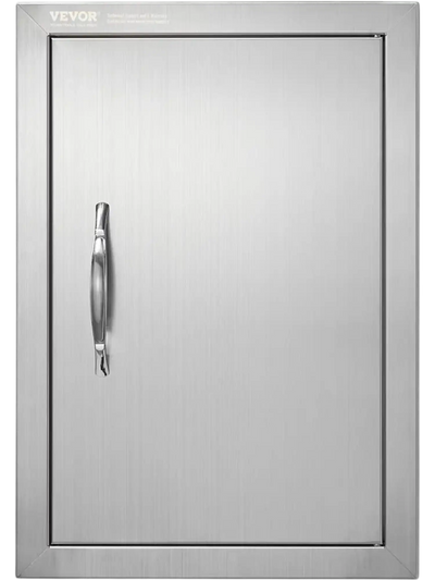 VEVOR BBQ Access Door, 14W x 20H Inch Single Outdoor Kitchen Door, Stainless Steel Flush Mount Door, Wall Vertical Door with Handle, for BBQ Island, Grilling Station, Outside Cabinet