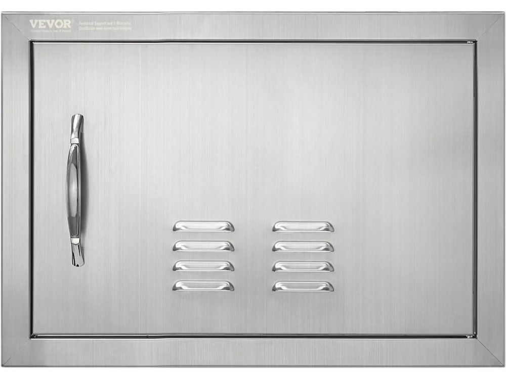 VEVOR BBQ Access Door, 20W x 14H Inch Single Outdoor Kitchen Door, Stainless Steel Flush Mount Door, Wall Vertical Door with Handle and vents, for BBQ Island, Grilling Station, Outside Cabinet
