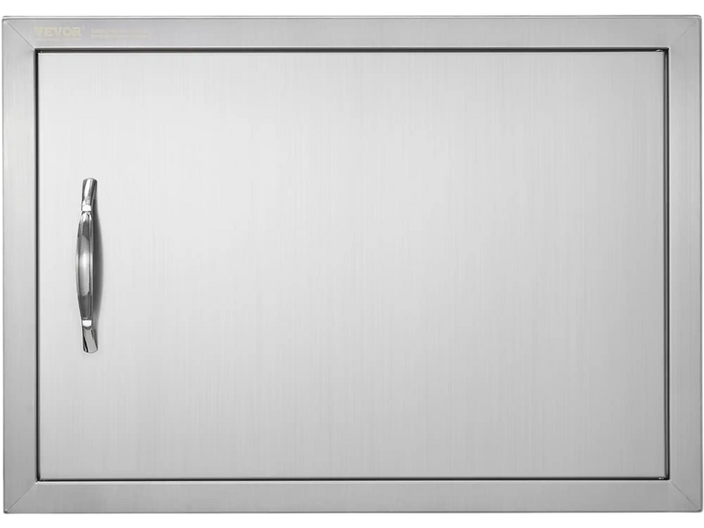 VEVOR BBQ Access Door, 24W x 17H Inch Single Outdoor Kitchen Door, Stainless Steel Flush Mount Door, Wall Vertical Door with Handle, for BBQ Island, Grilling Station, Outside Cabinet