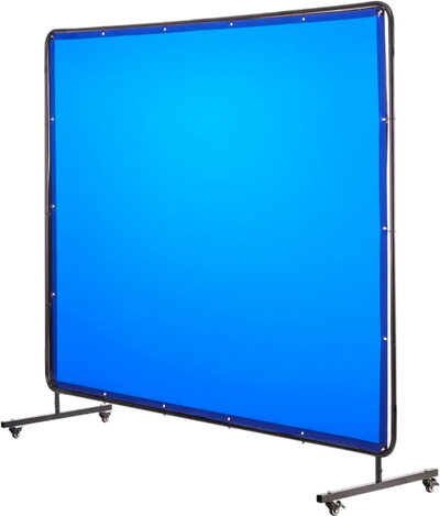 VEVOR Welding Screen with Frame, 6 x 8 FT Welding Curtain Screen, Flame-Resistant Vinyl Safety Protection Screens with Lockable Swivel Wheels & 6-Level UV Protection for Workshop/Industrial Use, Blue