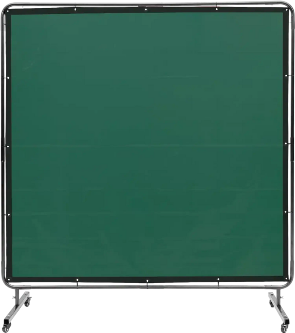 VEVOR Welding Screen with Frame, 6' x 6' Welding Curtain Screen, Flame-Resistant Vinyl Welding Protection Screen on 4 Swivel Wheels (2 Lockable), Moveable & Professional for Workshop/Industrial, Green
