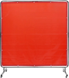 VEVOR Welding Screen with Frame, 6' x 6' Welding Curtain Screen, Flame-Resistant Vinyl Welding Protection Screen on 4 Swivel Wheels (2 Lockable), Moveable & Professional for Workshop/Industrial, Red
