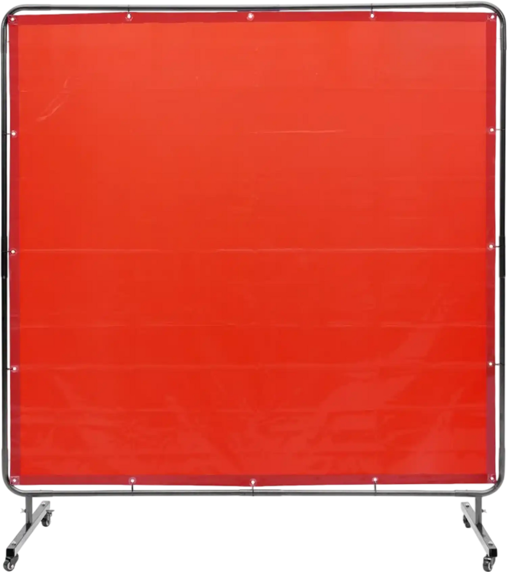 VEVOR Welding Screen with Frame, 6' x 6' Welding Curtain Screen, Flame-Resistant Vinyl Welding Protection Screen on 4 Swivel Wheels (2 Lockable), Moveable & Professional for Workshop/Industrial, Red
