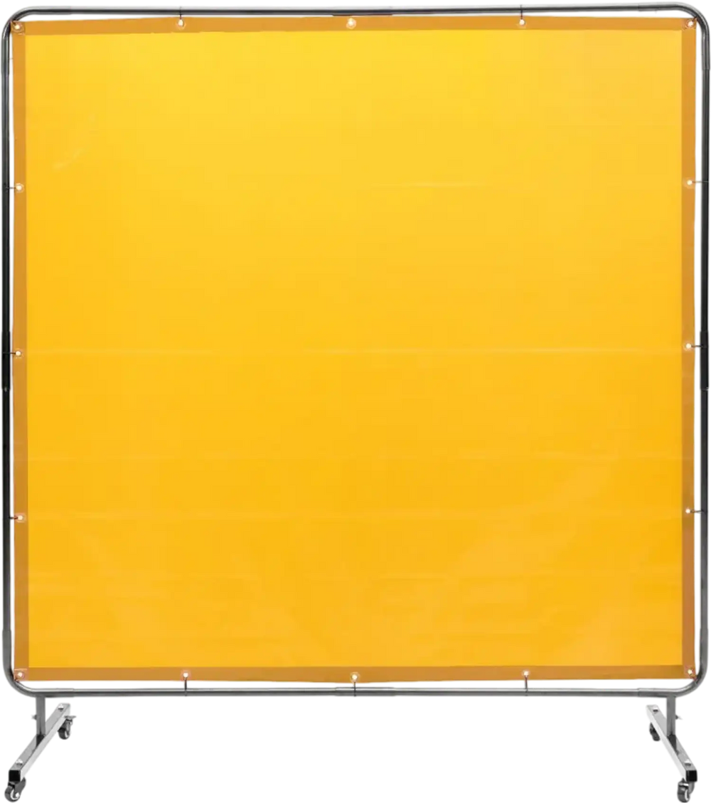 VEVOR Welding Screen with Frame, 6' x 6' Welding Curtain Screen, Flame-Resistant Vinyl Welding Protection Screen on 4 Swivel Wheel (2 Lockable), Moveable & Professional for Workshop/Industrial, Yellow