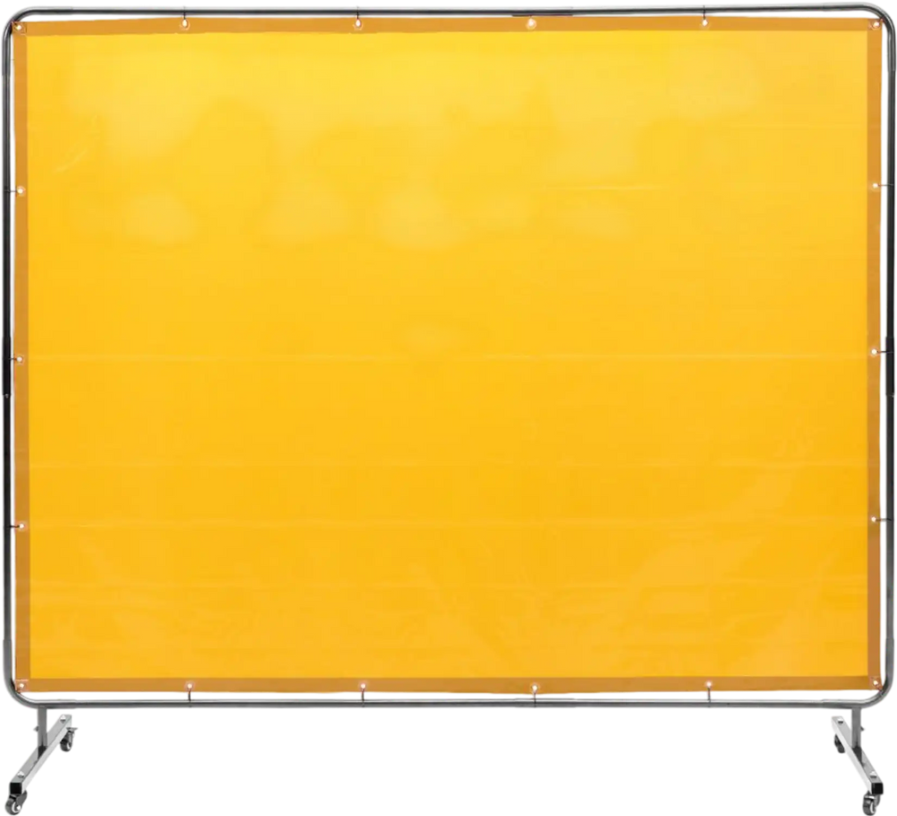 VEVOR Welding Screen with Frame, 6' x 8' Welding Curtain Screen, Flame-Resistant Vinyl Welding Protection Screen on 4 Swivel Wheel (2 Lockable), Moveable & Professional for Workshop/Industrial, Yellow