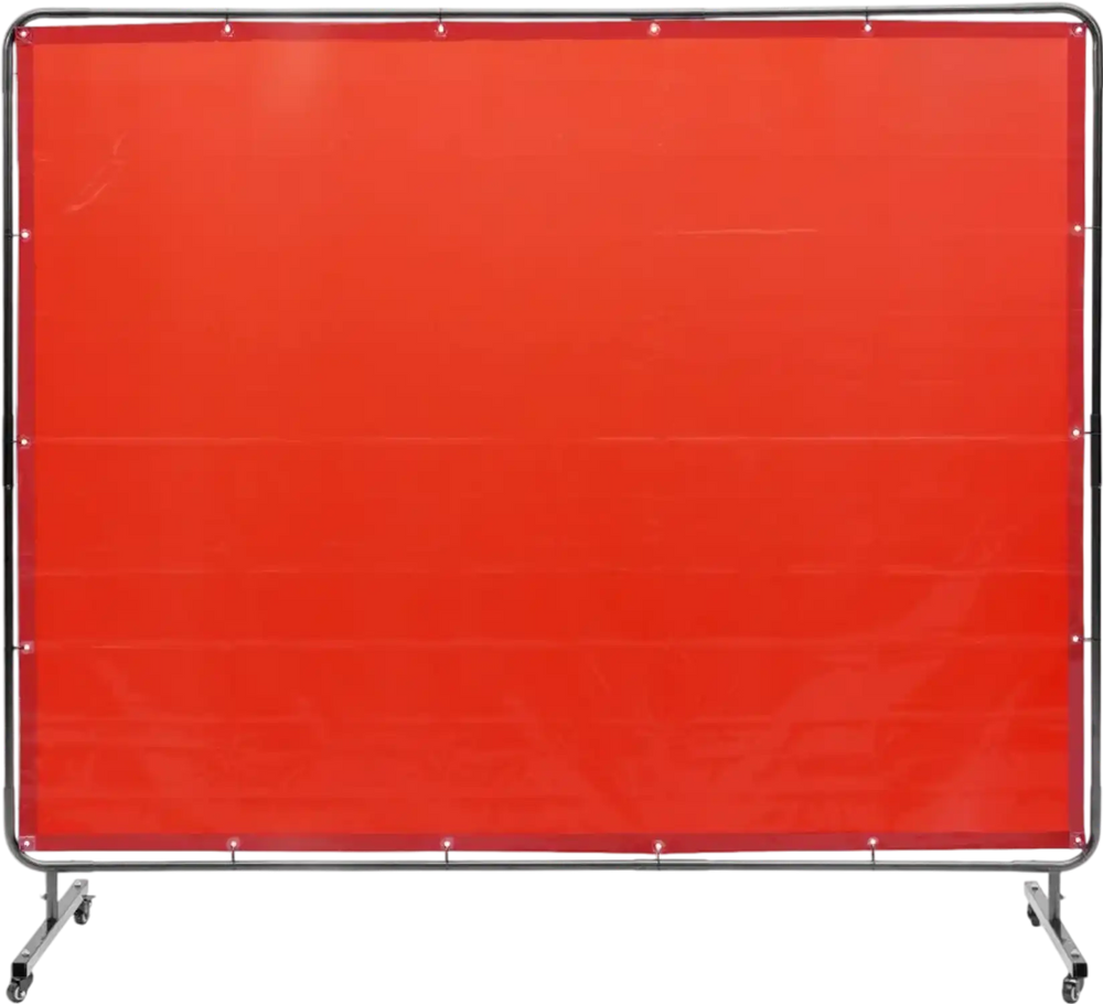 VEVOR Welding Screen with Frame, 6' x 8' Welding Curtain Screen, Flame-Resistant Vinyl Welding Protection Screen on 4 Swivel Wheels (2 Lockable), Moveable & Professional for Workshop/Industrial, Red