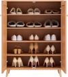 VEVOR Rattan Shoe Cabinet, 5 Tiers Shoe Storage Organizer with 2 Doors and Adjustable Shelves, 40.35" Tall Rattan Shoe Storage Entryway Cabinet Ideal for Entryway, Closet, Hallway, Light Wood Color