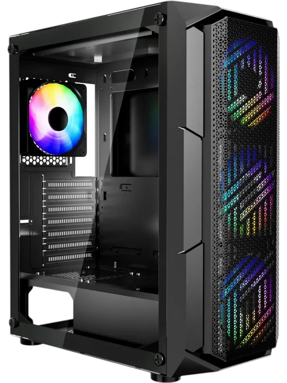 VEVOR PC Gaming Case, Mid-Tower, Computer Case with High-Airflow Tempered Glass Panel, Dust Filter, 4 x 120 mm ARGB Fans, Easy Cable Management, for GPU up to 320 mm in Length, for ATX / M-ATX / ITX
