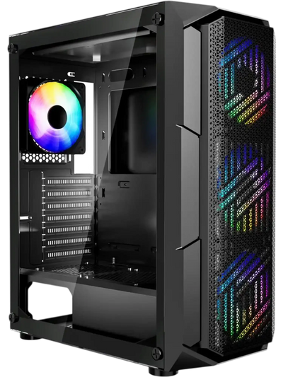 Vevor Computer Case Mid-Tower Gaming Case with Tempered Glass Panel and 4 x 120 mm ARGB Fans New