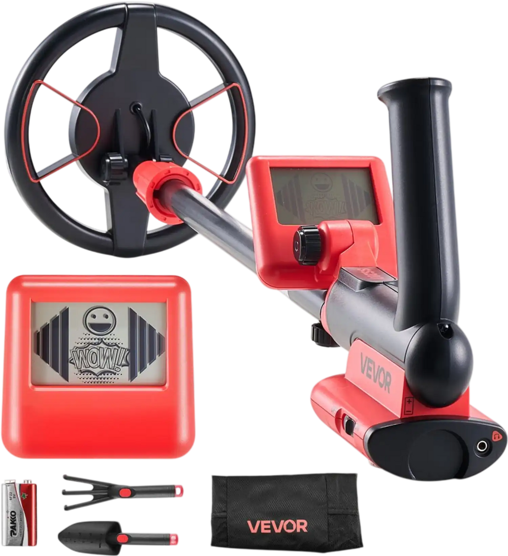 VEVOR Metal Detector, 6", Lightweight Metal Detector with LCD Display, IP68 Waterproof Search Coil, Adjustable 22.8"-33.8" High Accuracy Gold Detector, Easy to Use, for Detecting Gold Treasure Hunting