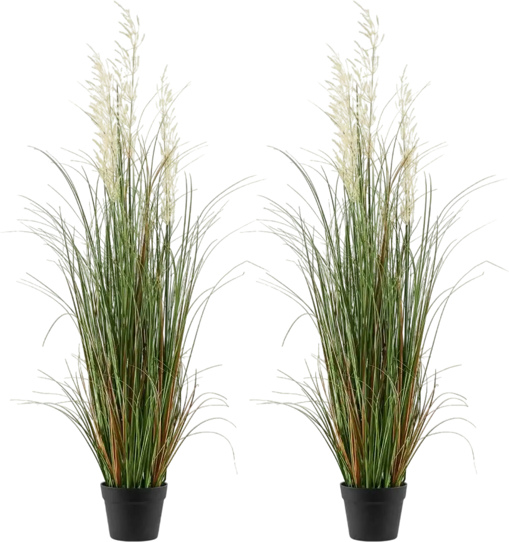 VEVOR Artificial Grass Plant, 2 Pack 47 inch Reed Flower Grass in Pot, Premium PVC Faux Fake Greenery Shrubs Plant for Indoor Outdoor House Home Garden Office Room Décor, Housewarming, Green