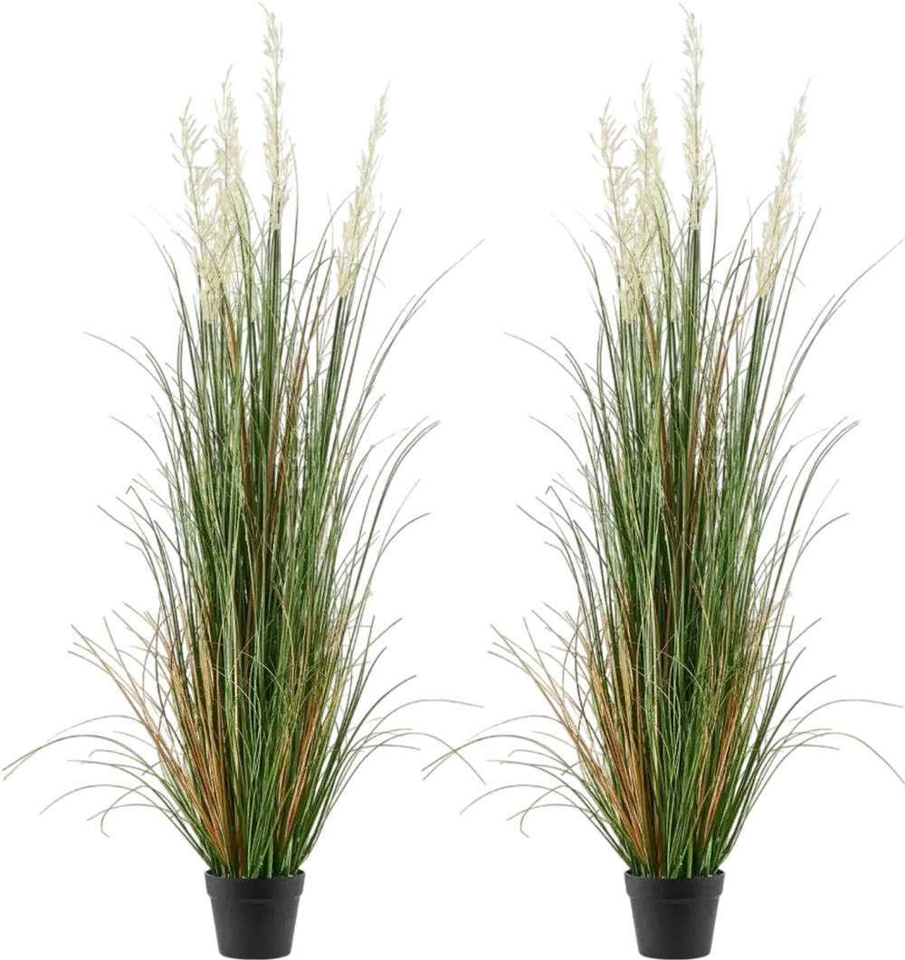 VEVOR Artificial Grass Plant, 2 Pack 59 inch Faux Reed Flower Grass in Pot, Premium PVC Fake Greenery Shrubs Plant for Indoor Outdoor House Home Garden Office Room Décor, Housewarming, Green