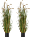 VEVOR Artificial Grass Plant, 2 Pack 47 inch Horsetail Reed Grass in Pot, Premium PVC Faux Fake Greenery Shrubs Plant for Indoor Outdoor House Home Garden Office Room Décor, Housewarming, Green