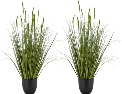 VEVOR Artificial Grass Plant, 2 Pack 35 inch Cattail Grass in Pot, Premium PVC Faux Fake Greenery Shrubs Plant for Indoor Outdoor House Home Garden Office Room Décor, Housewarming, Green