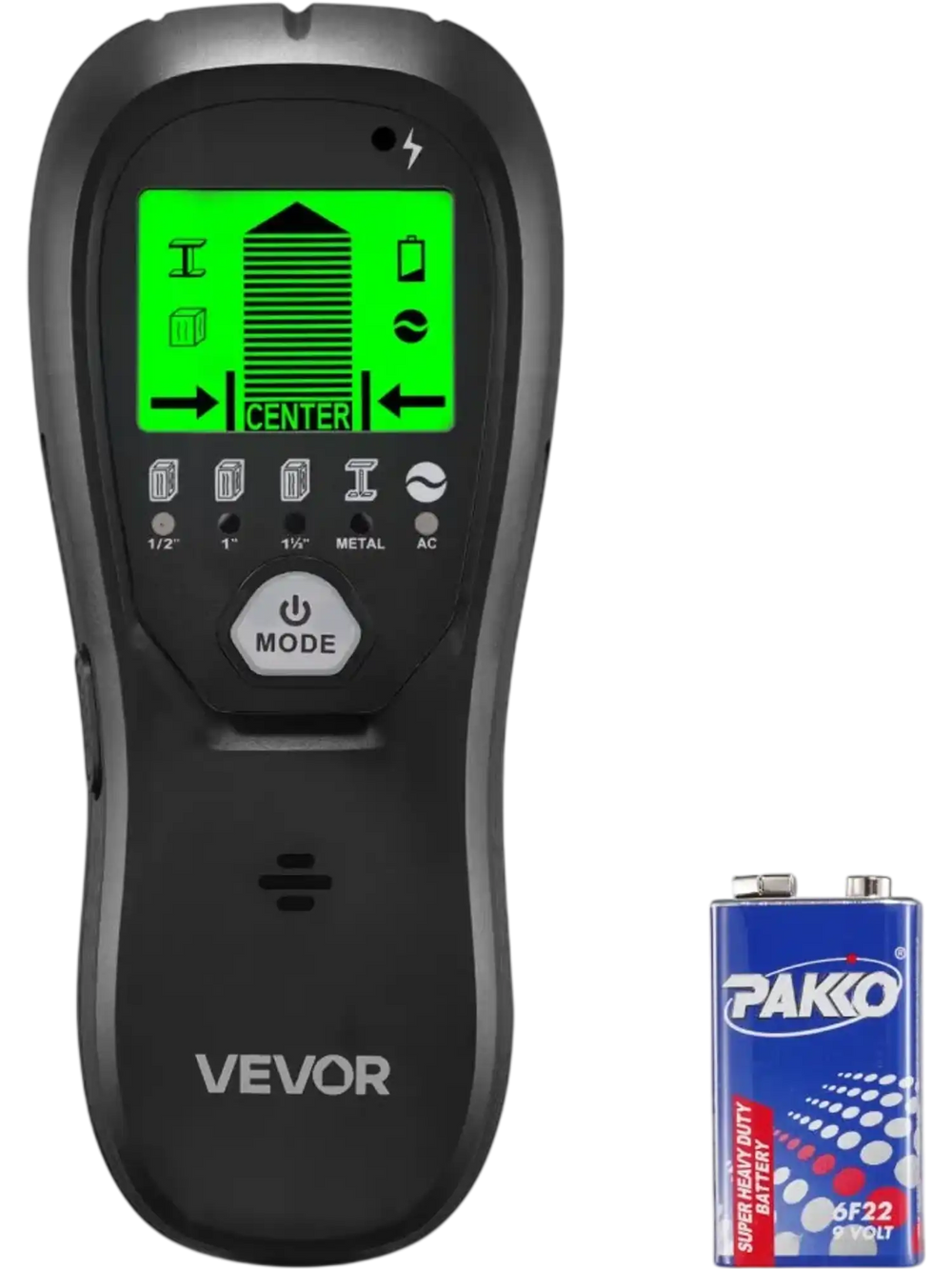 VEVOR Stud Finder Wall Scanner, 5 in 1, Electronic Wall Stud Detector with Smart Sensor, High-Definition LCD Display and Audio Alarm, for the Center and Edge of Metal, AC Wire, Joists, Pipes, Black