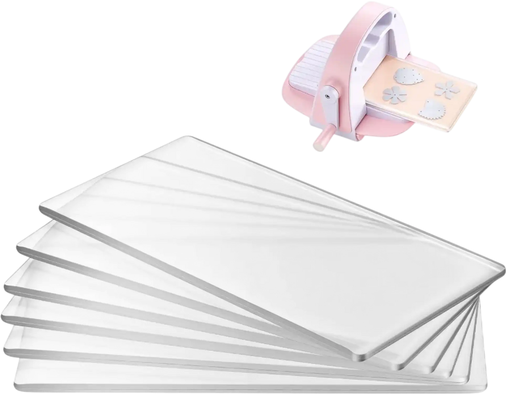 VEVOR Cutting Plates, 6 Pcs, 6.69 x 3.15 x 0.1 in, Clear Polycarbonate Material, Die Cut Pads Compatible with VEVOR Die Cutting and Embossing Machine KM-1830, for Scrapbooking and Card Making