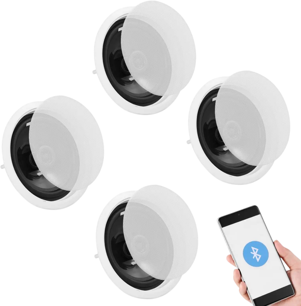 VEVOR 4 PCs 6.5'' Bluetooth in Ceiling Speakers, 150W, Flush Mount Ceiling & in-Wall Speaker System with 8ΩImpedance 89dB Sensitivity, for Home Kitchen Living Room Bedroom or Covered Outdoor Porches