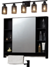 VEVOR 5-Light Bathroom Vanity Lights, 37.1-Inch, Modern Light Fixtures Above Mirror with Clear Glass Shade, 60W, Wall Lighting for Bathroom, Living Room, Bedroom, Hallway, E26 Base (Bulbs Not Included)