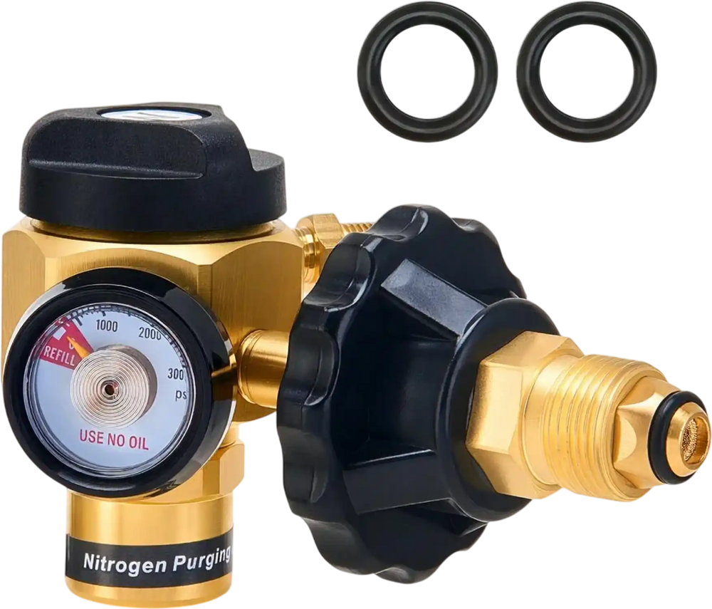 VEVOR Nitrogen Purging Regulator, Nitrogen Purge Control Valve with 500PSI Test Pressure, 4-Position Flow Control (TST/PRG/BRZ/OFF) for Brazing, Pipeline Purging, Leak Checking & Pressure Testing
