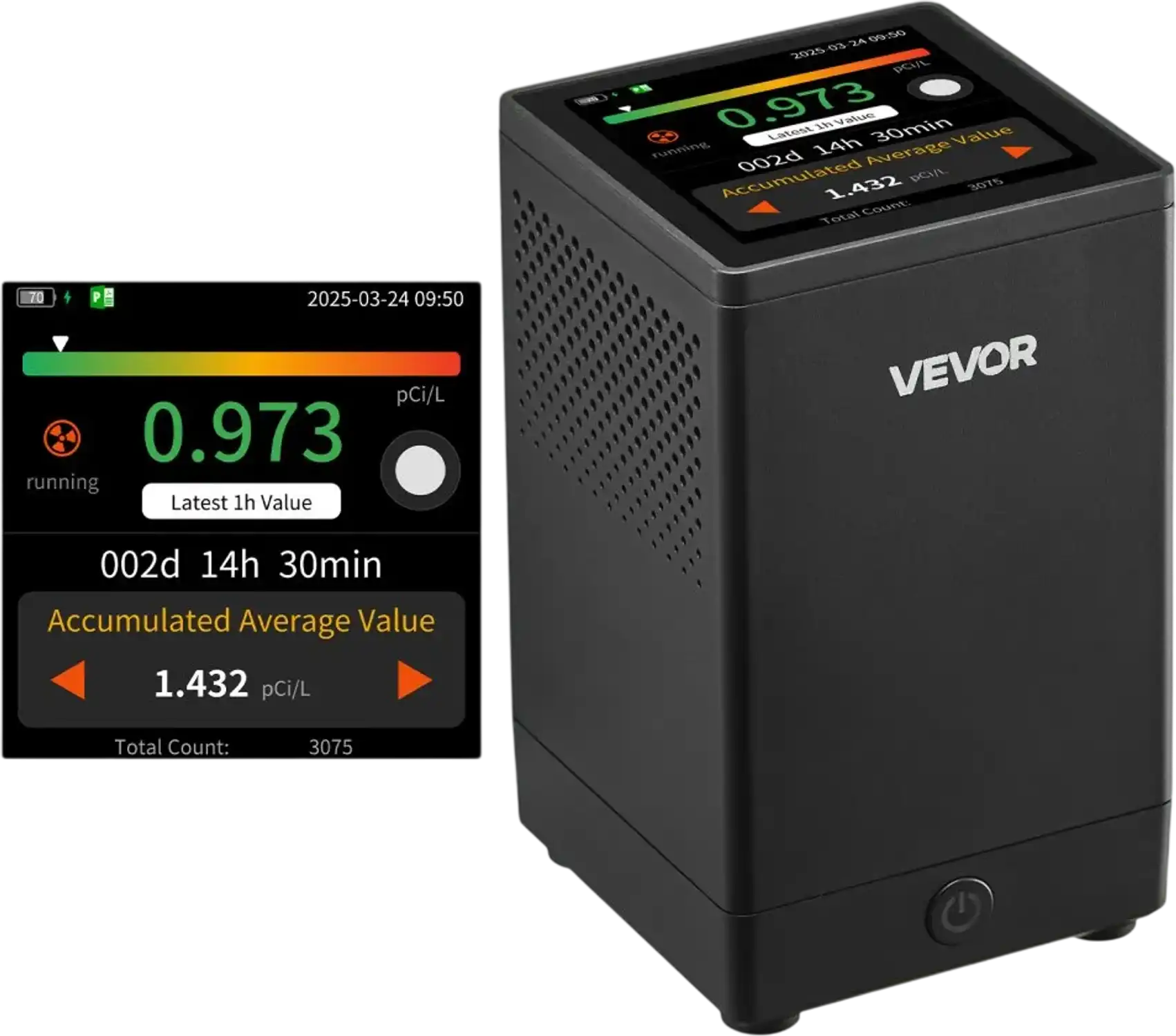 Vevor Radon Detector Home Meter with Color LCD Display New
