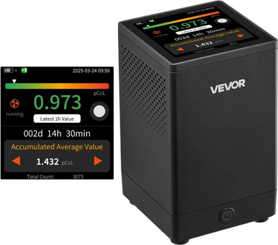 Home Radon Meter Detector 2Bq to 20kBq/m³ Rechargeable Color LCD Display