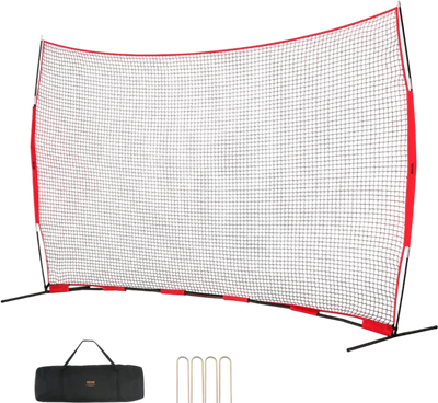 VEVOR Barricade Backstop Net, 16x10 ft Ball Sports Barrier Netting, Portable Practice Equipment with Carry Bag, Protection Screen for Baseball Softball Lacrosse Soccer Hockey Training, for Backyard