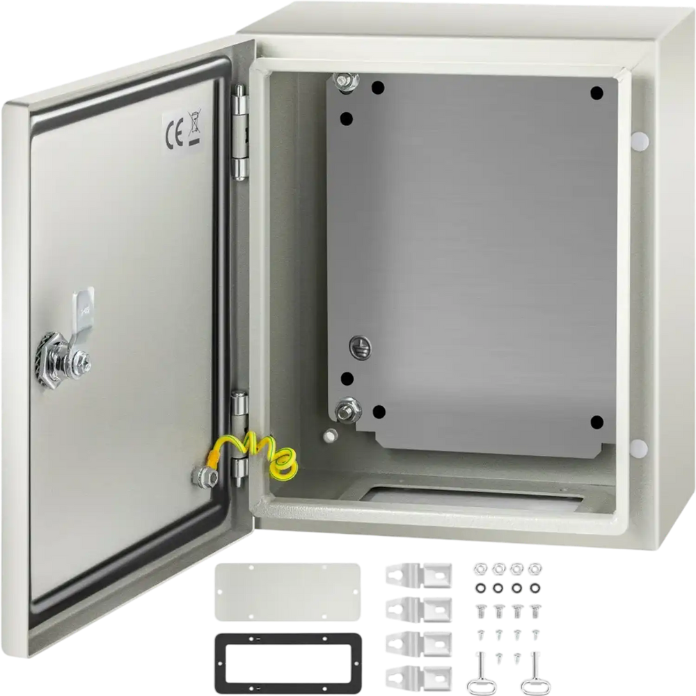 VEVOR NEMA Steel Enclosure, 12 x 10 x 6\'\' NEMA 4X Steel Electrical Box, IP66 Waterproof & Dustproof, Outdoor/Indoor Electrical Junction Box, with Mounting Plate
