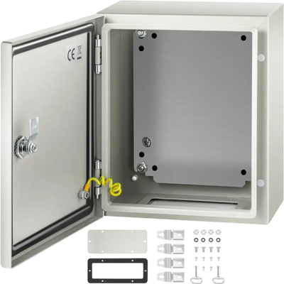 VEVOR NEMA Steel Enclosure, 12 x 10 x 6\'\' NEMA 4X Steel Electrical Box, IP66 Waterproof & Dustproof, Outdoor/Indoor Electrical Junction Box, with Mounting Plate