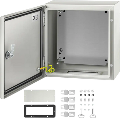 VEVOR NEMA Steel Enclosure, 12 x 12 x 6\'\' NEMA 4X Steel Electrical Box, IP66 Waterproof & Dustproof, Outdoor/Indoor Electrical Junction Box, with Mounting Plate